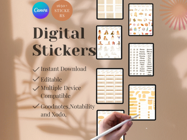 PLR Digital Stickers, Commercial Use, Canva Editable, PLR Icons, That Girl Aesthetic