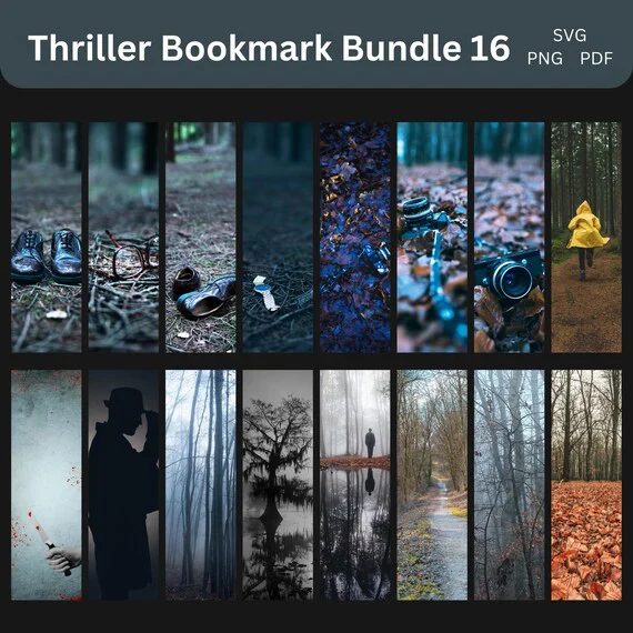 Thriller & Horror Bookmark Bundle | Crime Theme Printable Bookmarks | Digital Templates