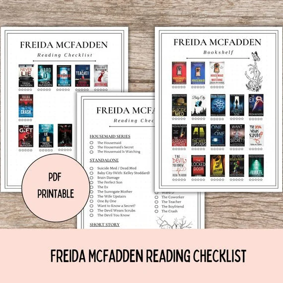 Freida McFadden Books Checklist – Digital Download, Printable for Thriller Fans!