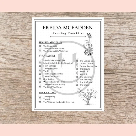 Freida McFadden Books Checklist – Digital Download, Printable for Thriller Fans!