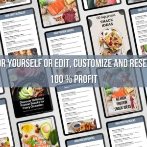 60 High-Protein Snack Ideas | Fitness & Nutrition eBook Template | Canva Ready Journal & Lead Magnet