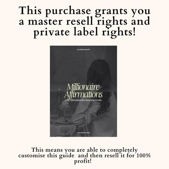 Millionaire Affirmations eBook, Done For You Digital Products, PLR MRR, Master Resell Rights, Private Label Rights, Done For You Guide