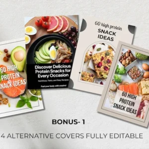 60 High-Protein Snack Ideas | Fitness & Nutrition eBook Template | Canva Ready Journal & Lead Magnet