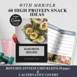 60 High-Protein Snack Ideas | Fitness & Nutrition eBook Template | Canva Ready Journal & Lead Magnet