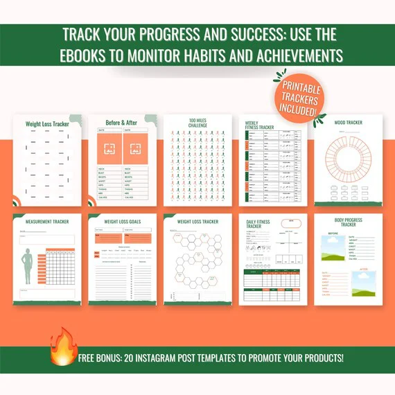 DFY Digital Products eBook Bundle PLR, Ready To Resell, Canva Templates, Weight Loss Planner Bundle