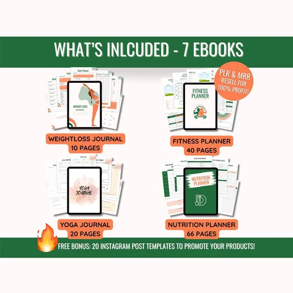 DFY Digital Products eBook Bundle PLR, Ready To Resell, Canva Templates, Weight Loss Planner Bundle