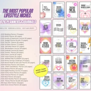 2026 PLR/MRR Digital Planner Bundle — Printable Pack with 26 Canva PLR Templates, Resell Rights, Task Tracker, Lead Magnet & Passive Income Tools.