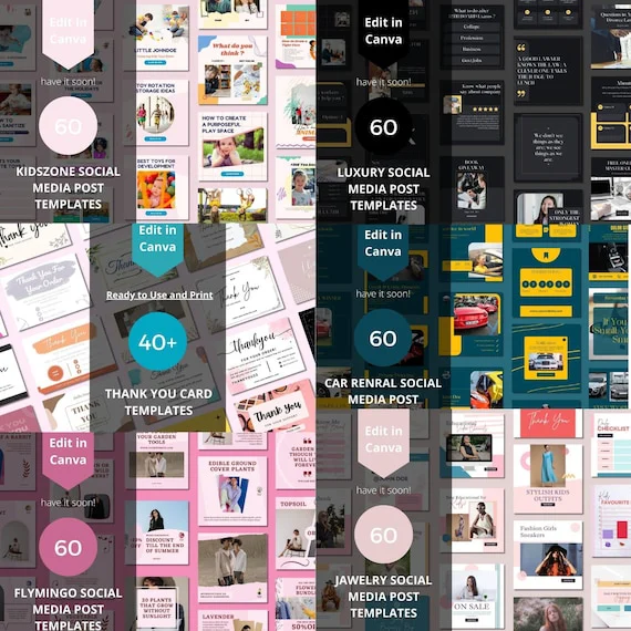 3500+ Canva-Editable Social Media Templates Mega Bundle — Designs for Instagram, Facebook, Pinterest, Business Marketing, and More.