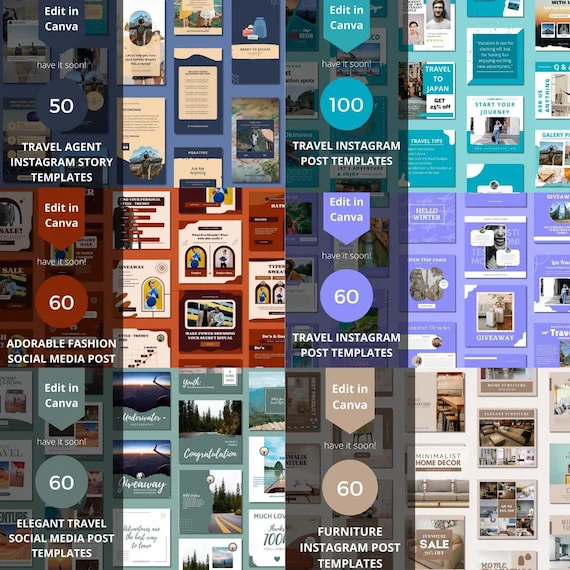 3500+ Canva-Editable Social Media Templates Mega Bundle — Designs for Instagram, Facebook, Pinterest, Business Marketing, and More.