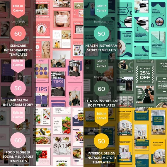 3500+ Canva-Editable Social Media Templates Mega Bundle — Designs for Instagram, Facebook, Pinterest, Business Marketing, and More.