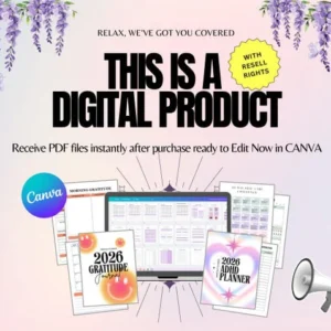 2026 PLR/MRR Digital Planner Bundle — Printable Pack with 26 Canva PLR Templates, Resell Rights, Task Tracker, Lead Magnet & Passive Income Tools.