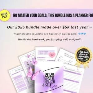 2026 PLR/MRR Digital Planner Bundle — Printable Pack with 26 Canva PLR Templates, Resell Rights, Task Tracker, Lead Magnet & Passive Income Tools.