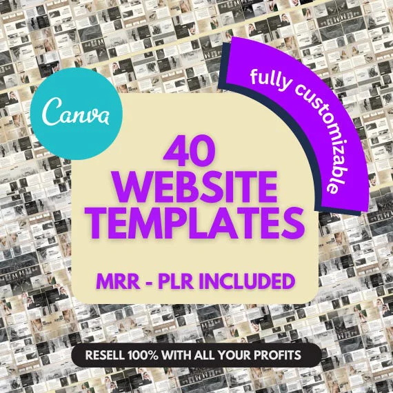 40 Canva Website Templates — MRR/PLR Business Bundle.