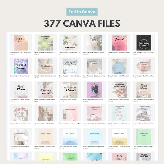 UPDATED — 7500 Templates, Planners, Trackers, Journals & Calendars | Fully Editable in Canva, Rebrand and Resell with Master Label Rights (MRR + PLR).