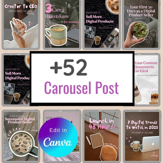 400+ Faceless Instagram Carousel Templates — Canva Editable MRR/PLR (Digital Download).