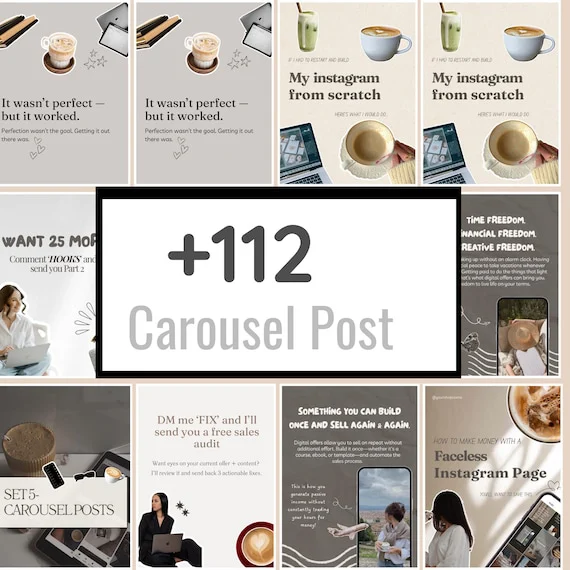 400+ Faceless Instagram Carousel Templates — Canva Editable MRR/PLR (Digital Download).