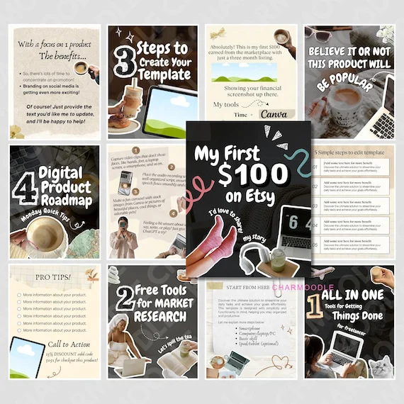 400+ Faceless Instagram Carousel Templates — Aesthetic Canva Social Media Kit for TikTok & IG Slides | PLR/MRR Digital Product.