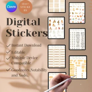Digital Stickers for Goodnotes | That Girl Aesthetic | Canva Editable PNG & Pre-Cropped Icons
