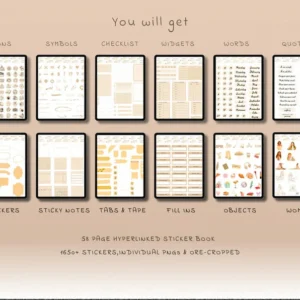 Digital Stickers for Goodnotes | That Girl Aesthetic | Canva Editable PNG & Pre-Cropped Icons