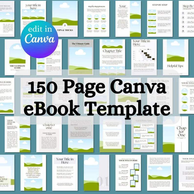 150-Page Canva eBook Template: A4 Course Workbook Digital Download