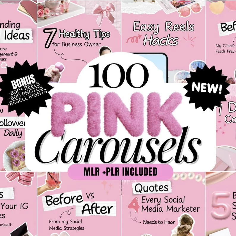 100 Pink Instagram Carousel Templates | Canva Editable & Customizable