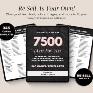 7500 Done-For-You Digital Canva Templates | 2025-2026 Planners, Journals & Trackers | Printable Productivity Bundle