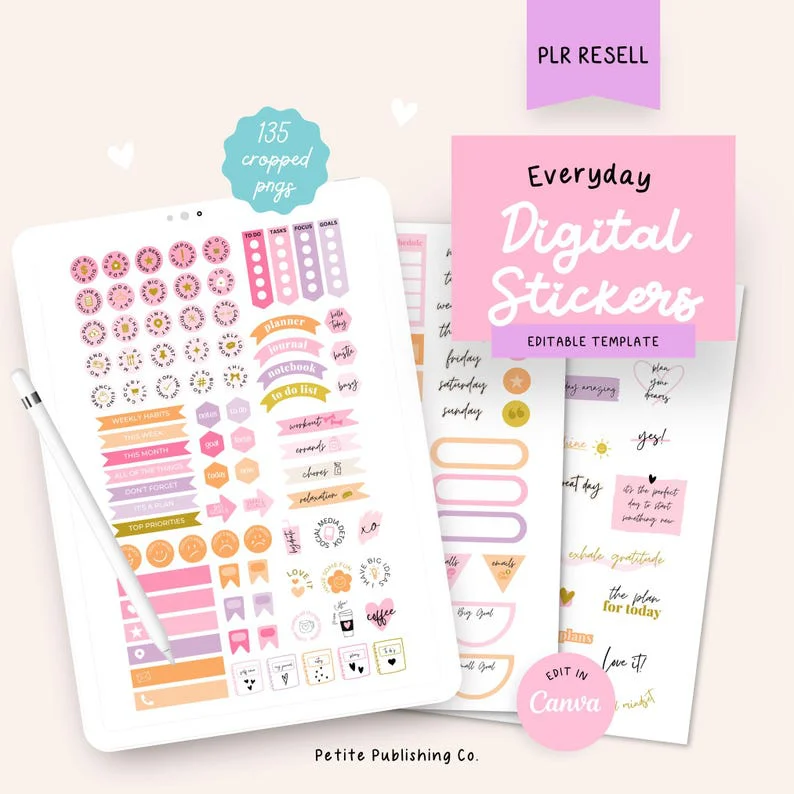 Editable Daily Planner & Budget Stickers | iPad Canva Templates | PLR Master Resell Rights
