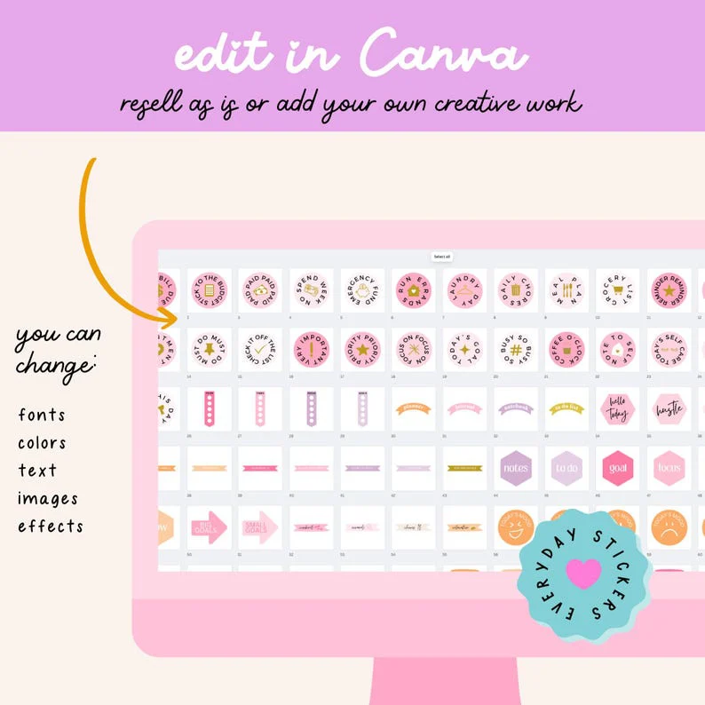 Editable Daily Planner & Budget Stickers | iPad Canva Templates | PLR Master Resell Rights