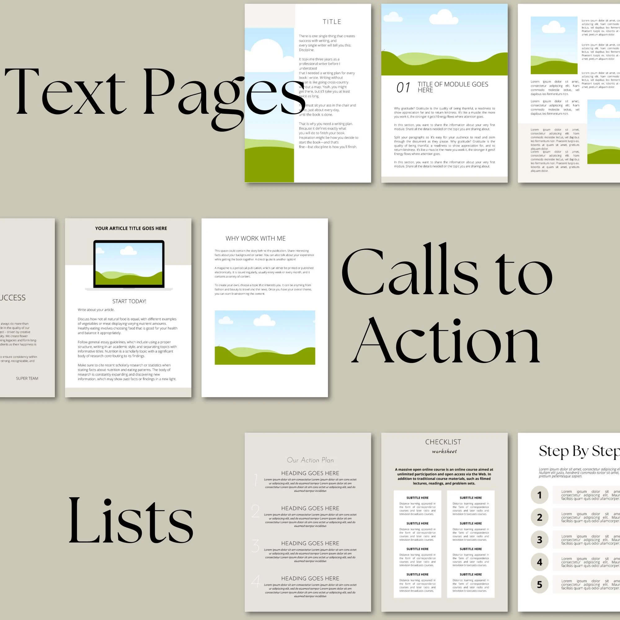 Canva eBook Template: 250-Page Course Workbook, Lead Magnet Template